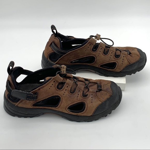 Lands End Leather Closed Toe Side Vents Grip Souls Hiking Sandals Brown size 8 - Picture 8 of 16